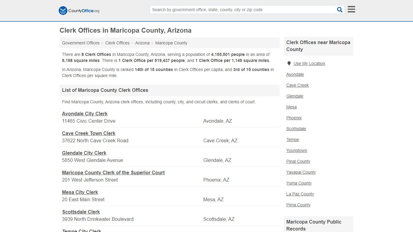 Clerk Offices - Maricopa County, AZ (County & Court Records)